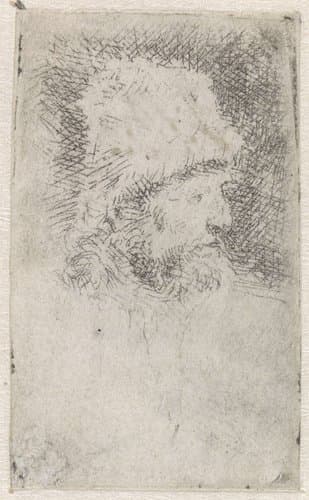 Old man with a flowing beard: bust by Rembrandt van Rijn