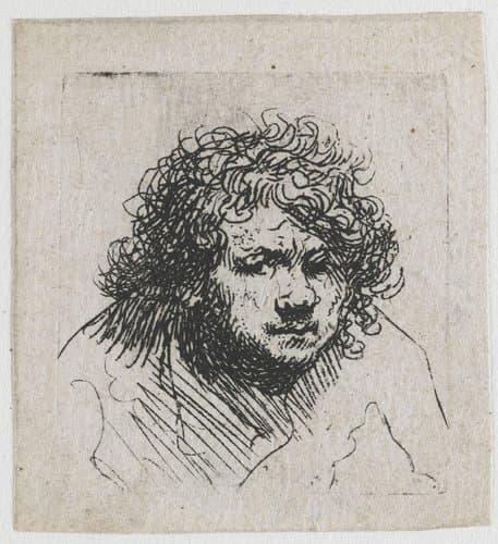 Zelfportret naar voren leunend: buste by Rembrandt van Rijn
