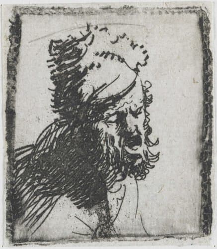 Head of a Man in a Fur Cap by Rembrandt van Rijn