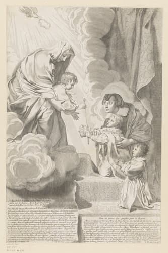 Anna van Oostenrijk geeft het regentschap van het koninkrijk Frankrijk in handen van het Christuskind by Claude Mellan