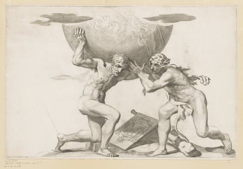 Atlas geeft de hemelbol aan Hercules by Claude Mellan