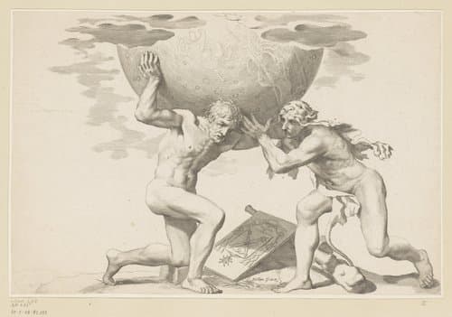 Atlas geeft de hemelbol aan Hercules by Claude Mellan