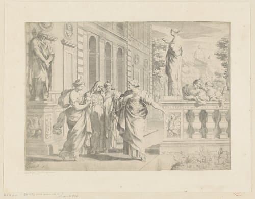 Allegorie ter ere van het Collegio Romano by Claude Mellan