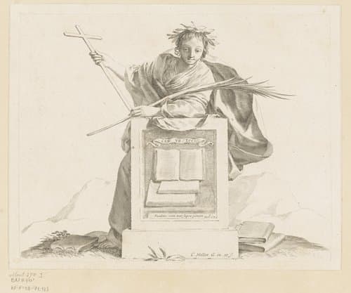 Allegorische figuur met reliëf by Claude Mellan