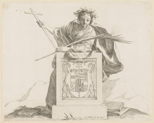 Allegorische figuur met het wapen van de familie Harlay-Champvallon by Claude Mellan