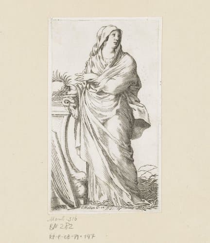 Staande vrouw met palmtak by Claude Mellan