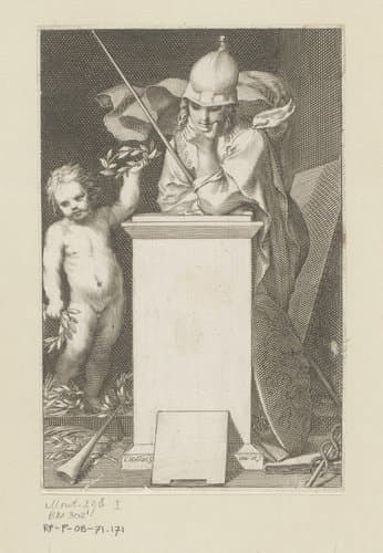 Minerva, leunend op een voetstuk by Claude Mellan