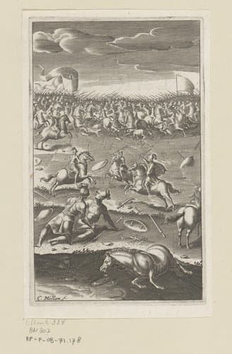 Ruiters op het slagveld by Claude Mellan