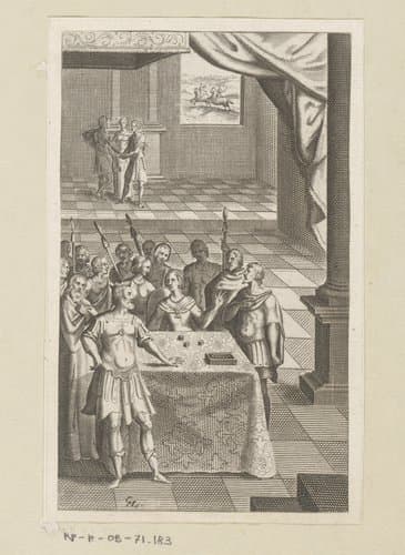 Koning Meleander dobbelt met zijn dochter by Claude Mellan