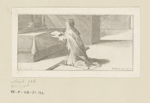 H. Theresia met een boek voor een altaar by Claude Mellan