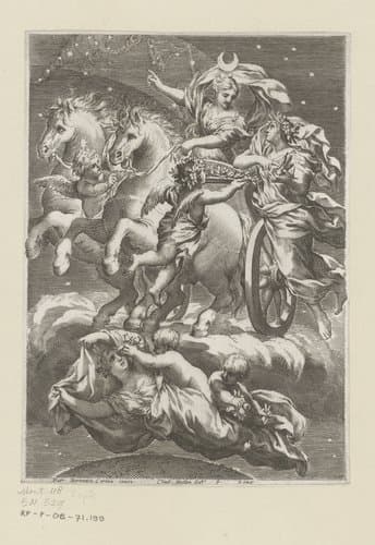 Personificatie van de Maan op haar strijdwagen by Claude Mellan