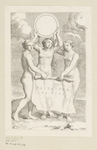Drie Gratiën met een medaillon by Claude Mellan