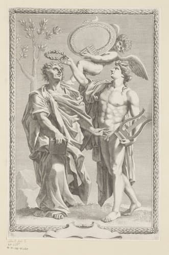 Apollo kroont Publius Vergilius Maro by Claude Mellan