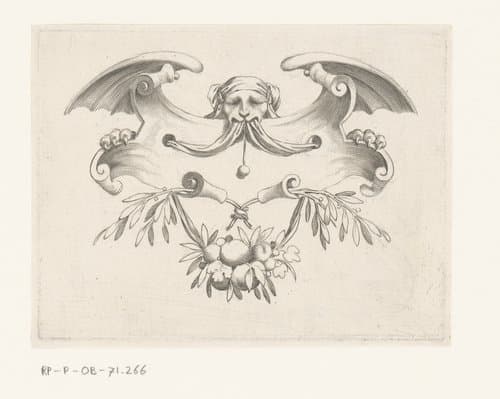 Cul-de-lampe met leeuwenkop by Claude Mellan