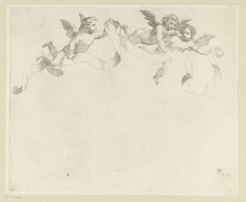 Drie engelen met banderol by Claude Mellan; Claude Mellan