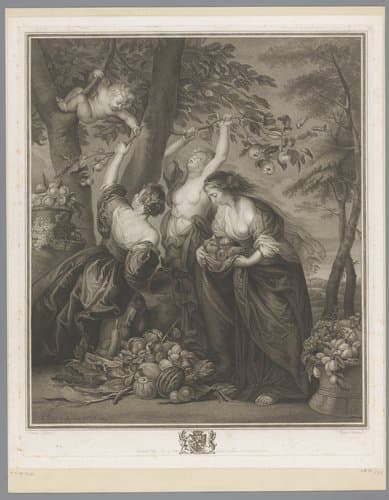Drie gratiën bij een appelboom by Jean Baptiste Michel