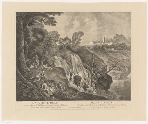 Rustende figuren bij een waterval by Jean Moyreau