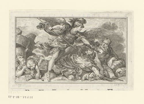 Mars bedwingt een vrouw met toorts by Bénédict Alphonse Nicolet