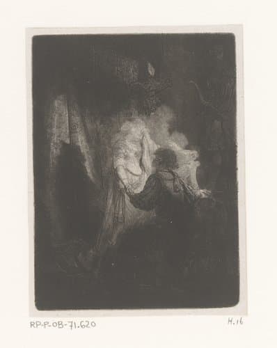 Knielende man voor treurende vrouw by Jean Pierre Norblin de la Gourdaine