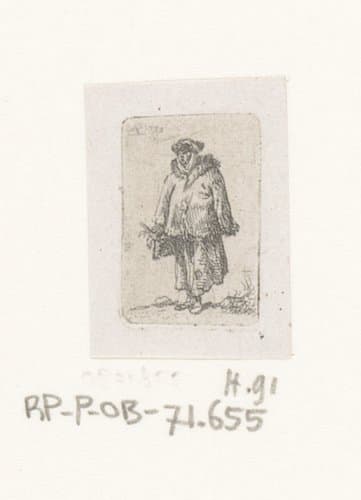 Vrouw met bontmuts en mand by Jean Pierre Norblin de la Gourdaine