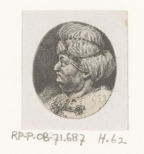 Kop van man met tulband by Jean Pierre Norblin de la Gourdaine