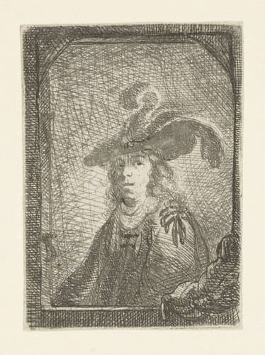 Buste van een jongeman met gevederde hoed by Samuel van Hoogstraten