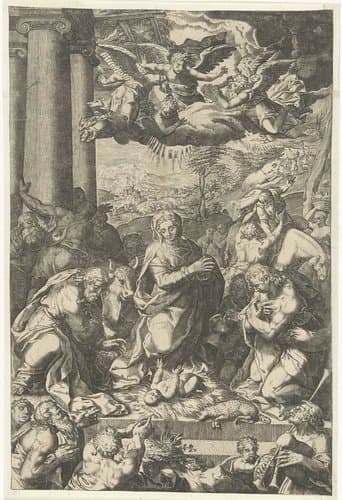 Aanbidding door de herders by anonymous