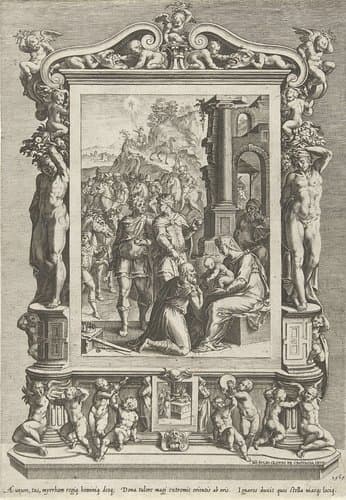 Aanbidding door de koningen by Cornelis Cort