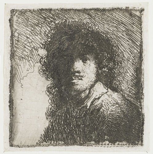 Zelfportret blootshoofds by Rembrandt van Rijn