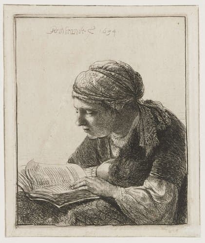Woman reading by Rembrandt van Rijn