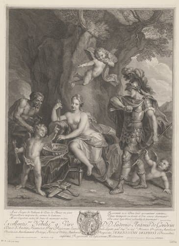 Venus vraagt Vulcanus wapens te smeden voor Aeneas