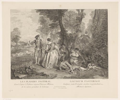 Landschap met galant gezelschap en herders