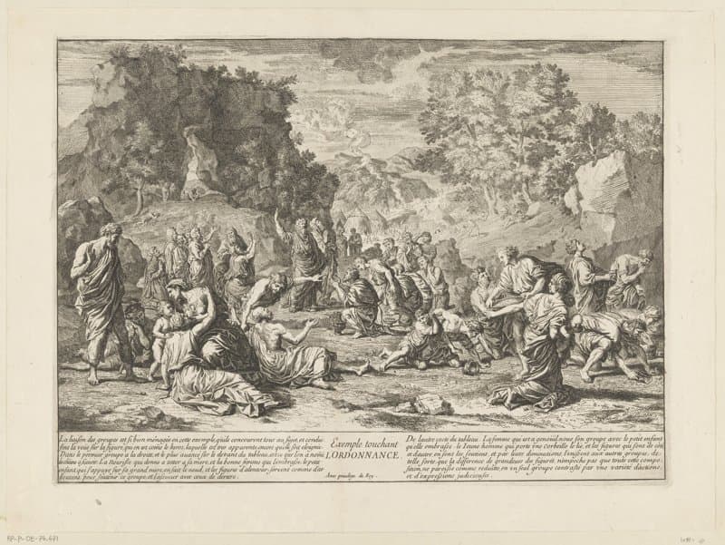 Verzamelen van het manna in de woestijn by Henri Testelin