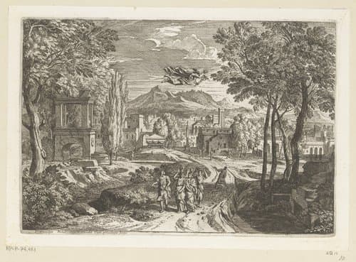Arcadisch landschap met de dochters van Kekrops by Théodore
