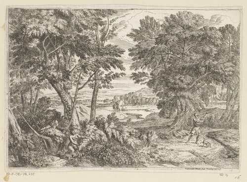 Arcadisch landschap met Kephalos en Prokris by Théodore