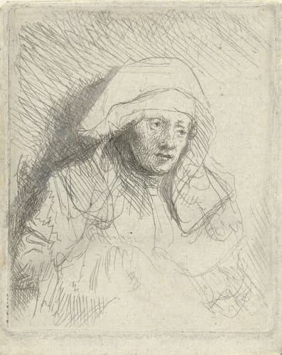 Sick woman with a large white headdress (Saskia) by Rembrandt van Rijn