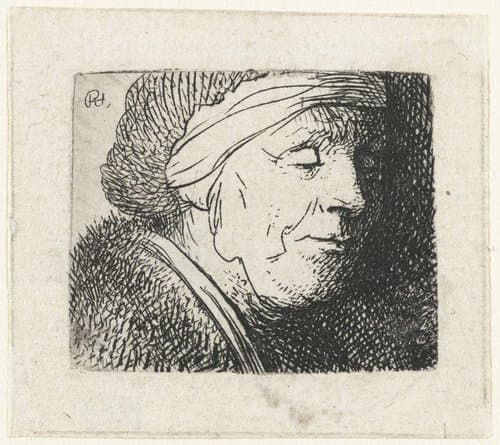 Head of an old woman by Rembrandt van Rijn