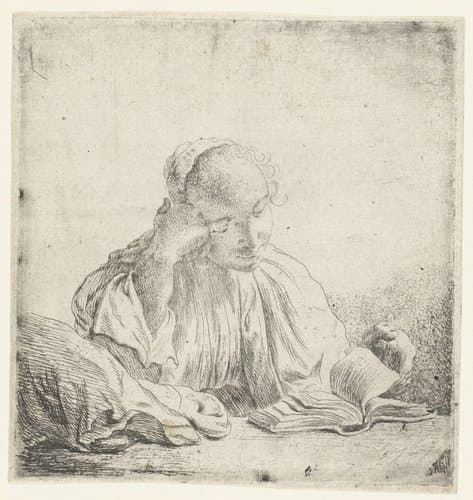 Lezende jonge vrouw by Jan Lievens