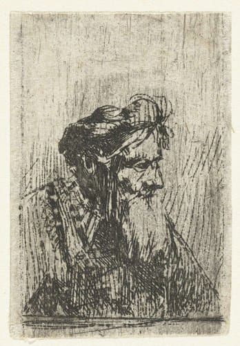 Oude man met baard en tulband by anonymous