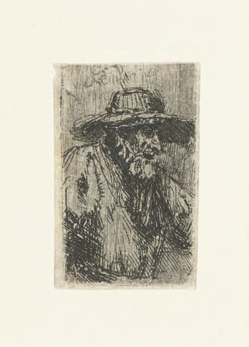 Oude man met een hoed met brede rand by anonymous