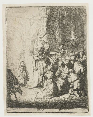 Presentation in the temple with the angel: small plate by Rembrandt van Rijn