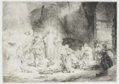 De predikende Christus (De Honderdguldenprent) by Rembrandt van Rijn