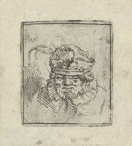 Buste van een man met een gevederde muts by Samuel van Hoogstraten