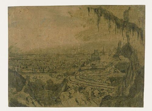 Distant View with a Road and Mossy Branches by Hercules Segers