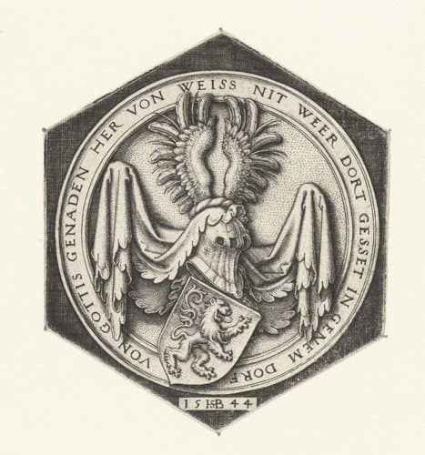 Wapen met een klimmende leeuw op een schild by Hans Sebald Beham