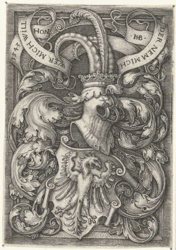Wapen met een haan op een schild by Hans Sebald Beham