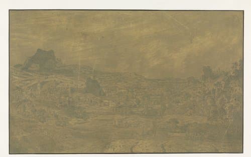Valley with a River and a Town with Four Towers by Hercules Segers