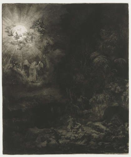 De verkondiging aan de herders by Rembrandt van Rijn