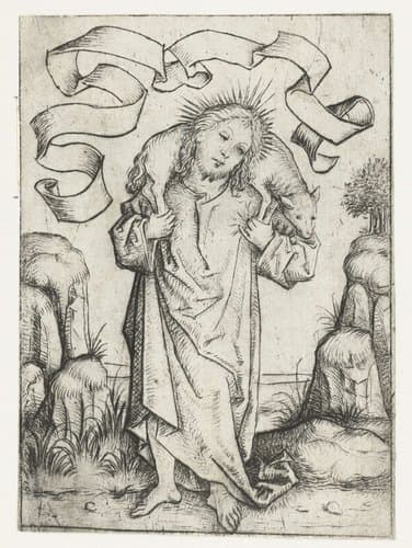Christus als de Goede Herder by Meester van het Amsterdamse Kabinet