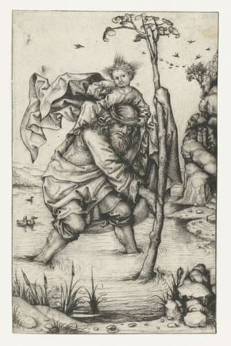 Heilige Christoffel ('grote versie') by Meester van het Amsterdamse Kabinet